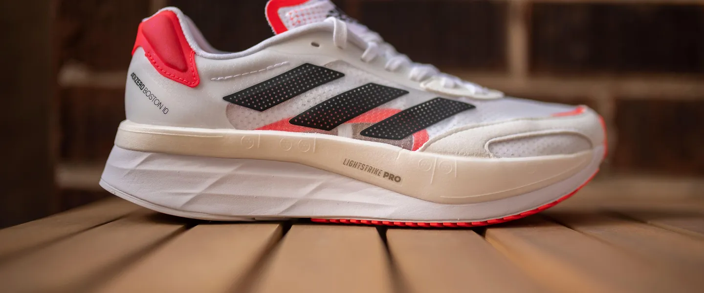 A side view of the Adidas Adizero Boston 10.