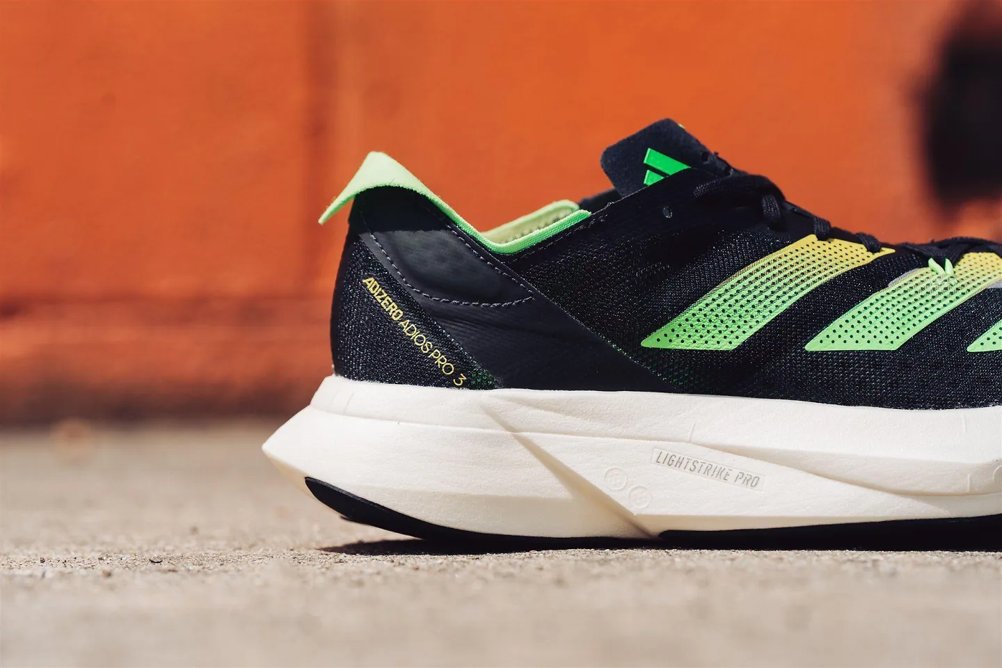 The side of the Adidas Adizero Adios Pro 3.