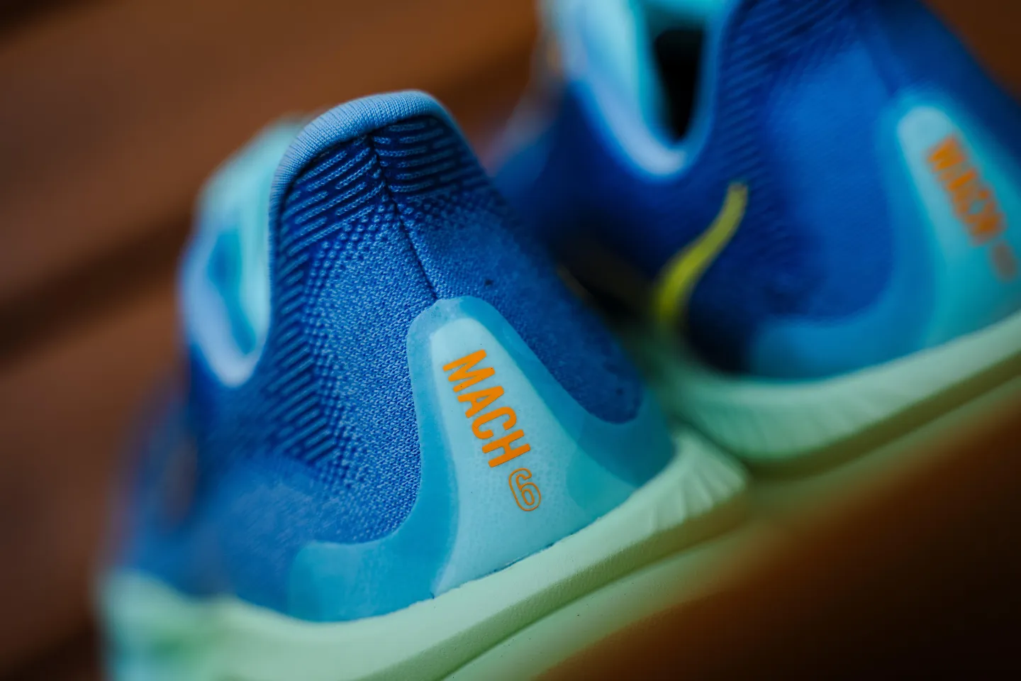 The HOKA Mach 6 heel.