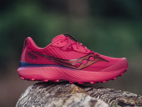 The Saucony Endorphin Edge, a trail running shoe. 