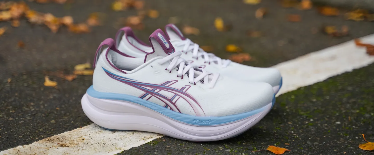 The Women's ASICS GEL-Nimbus 28 Arctic Blue Velvet Purple