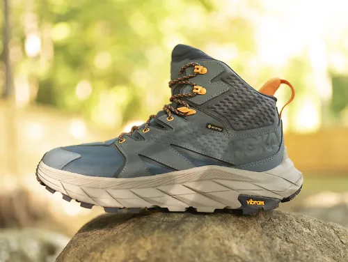 The men's mid-height HOKA Anacapa, in blue. 