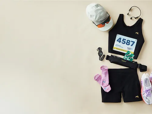 Laydown of race day running gear