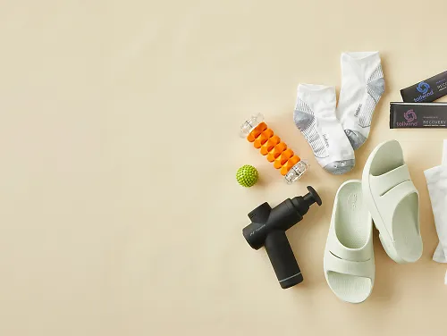 Laydown of recovery products for runners