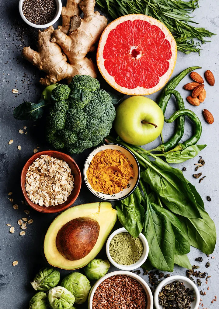 An assortment of healthy foods for runners