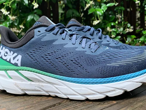 The profile view of the HOKA Clifton 7 running shoes