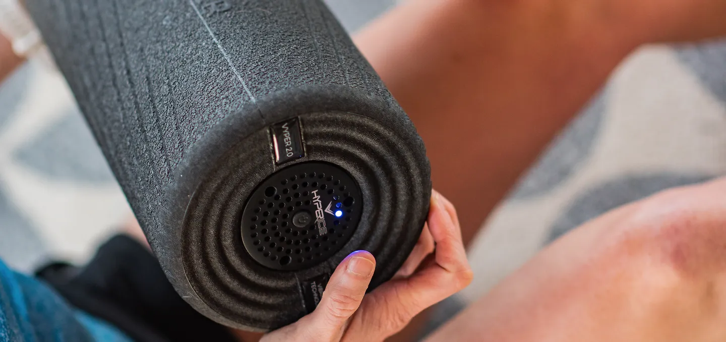 A close view of the Hyperice Vyper 2.0 foam roller
