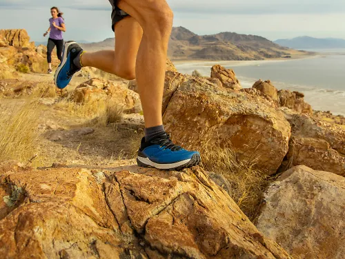 Man running a trail in Topo Ultraventure 2.